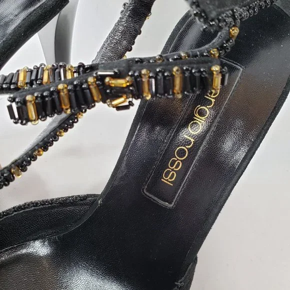 Sergio Rossi Beaded Heels w/ Ankle Straps - Picture 6 of 16